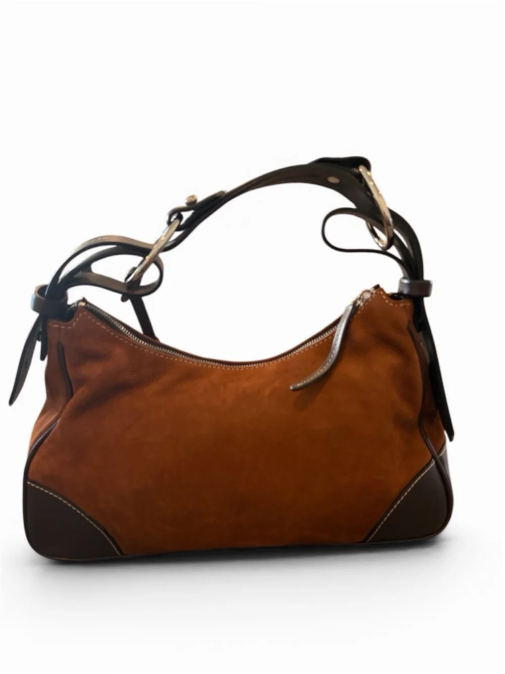 Dooney & Bourke Vintage Brown Suede Shoulder Bag Hobo Satchel large